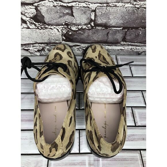 Penelope And Coco Leopard Print Suede Leather Oxfords Shoes Women Sz 10M US/41EU - Picture 5 of 16